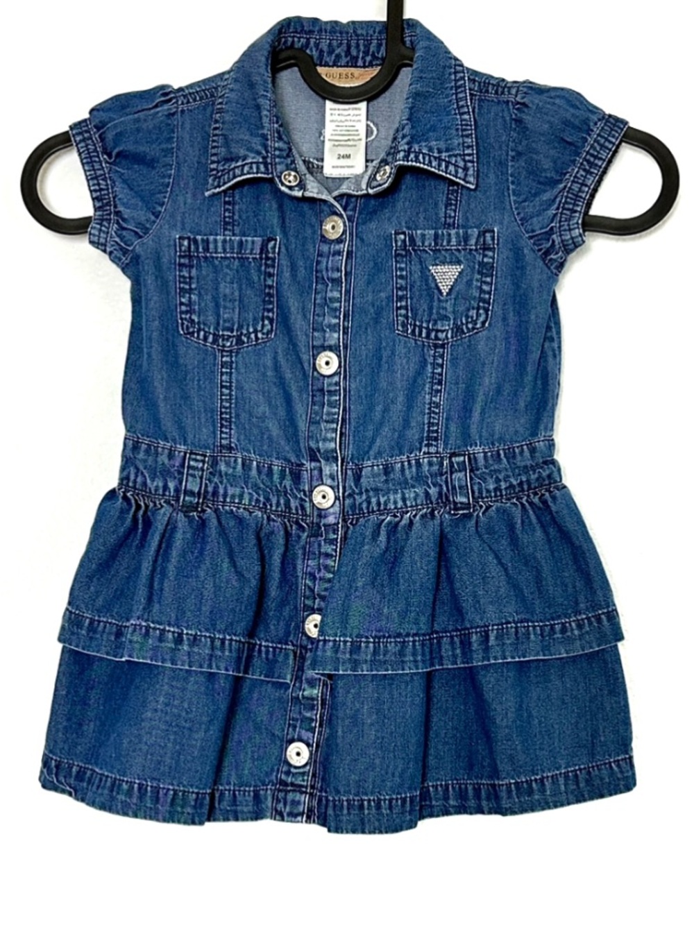 Guess Blue Baby Ruffle Denim Jean Dress 24M